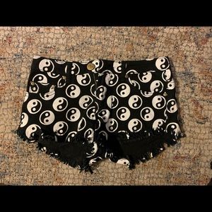 XS Yin Yang Black denim shorts